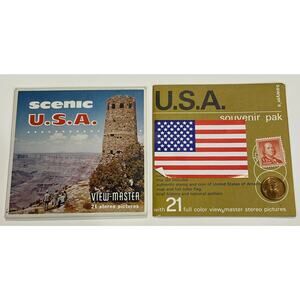 View-Master Scenic USA 3 reel packet/booklet A996 - flag stamp penny